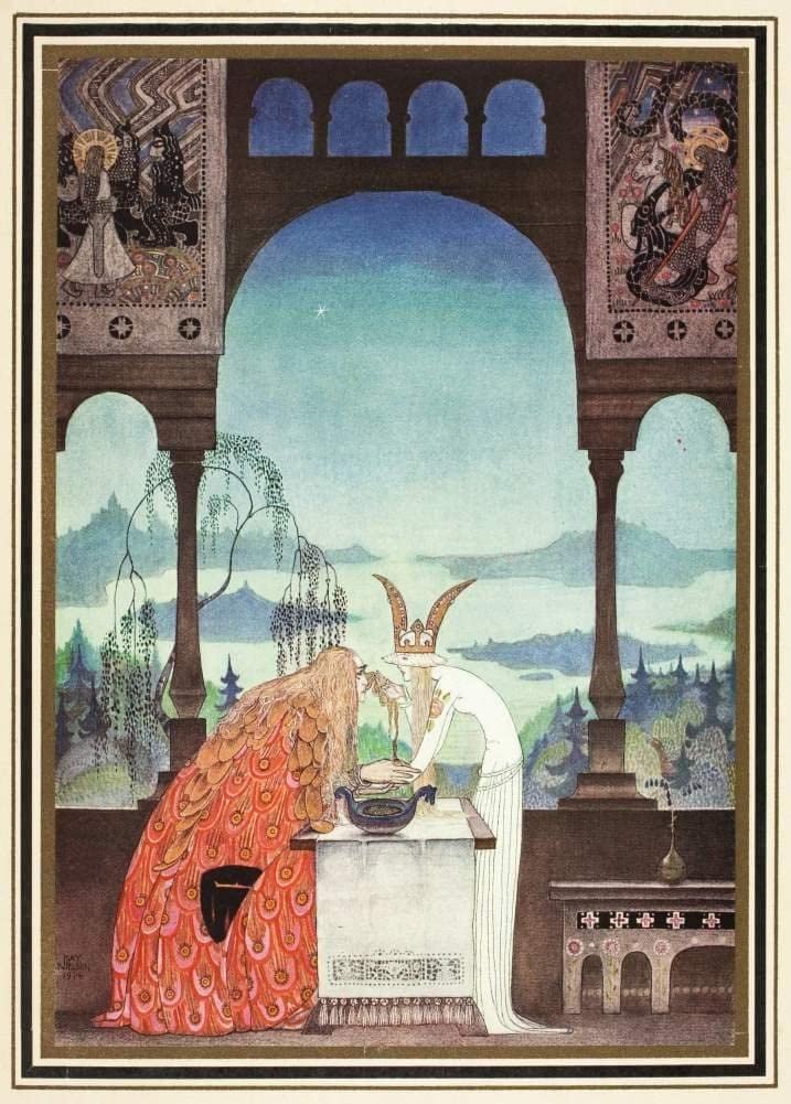 RPW Roystone Print Works Kay Nielsen 'The King Went into The Castle', from 'East of The Sun and West of The Moon', Denmark, 1914, Reproduction Vintage 250gsm A4 & A3 Classic Poster wall art poster – printed in Yorkshire