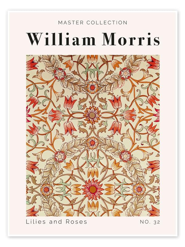 William Morris lilies and roses Vintage Floral Print Wall Art Poster Arts & Crafts Botanical Flower Home Decor Poster Print wall art poster – printed in Yorkshire