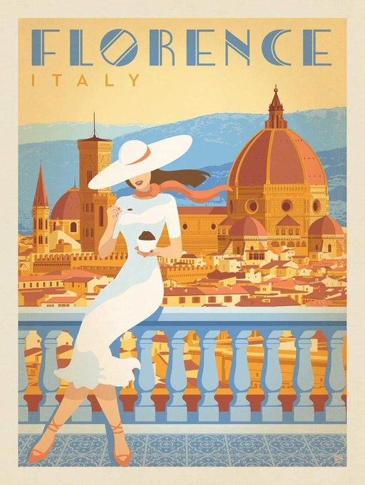 Funky Print FLORENCE LADY VINTAGE ITALY ITALIAN TRAVEL TOURISM Poster Wall Art A3 & A4 REPRINT wall art poster – printed in Yorkshire