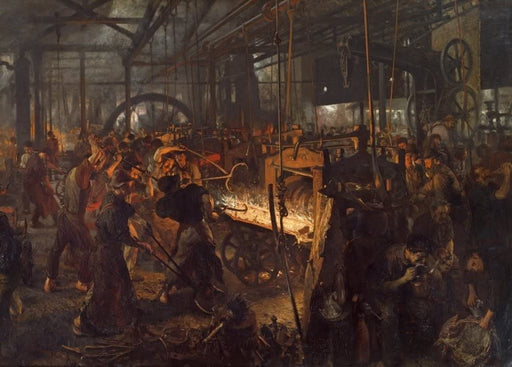 Adolph von Menzel 'The Iron Rolling Mill, Detail', German Realism, 1875, Reproduction 250gsm A4 & A3 Vintage Classic Art Poster Print wall art poster – printed in Yorkshire