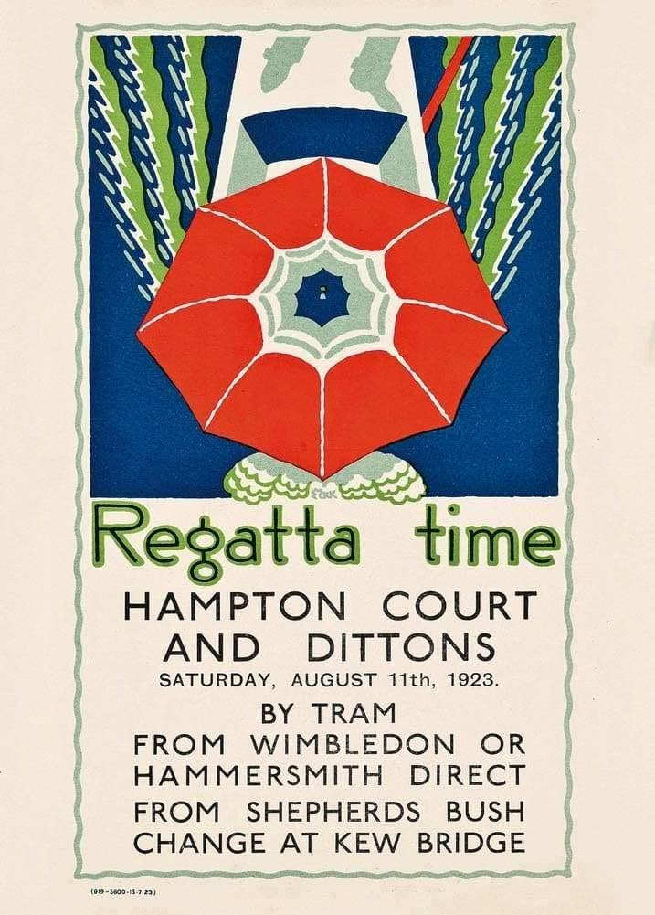 RPW Roystone Print Works Vintage London Underground 'Regatta Time', 1923, Edward McKnight Kauffer, Reproduction Vintage Art Deco English Poster wall art poster – printed in Yorkshire