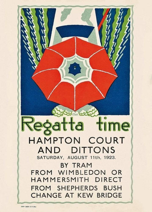 Vintage London Underground 'Regatta Time', 1923, Edward McKnight Kauffer, Reproduction Vintage Art Deco English Poster wall art poster – printed in Yorkshire