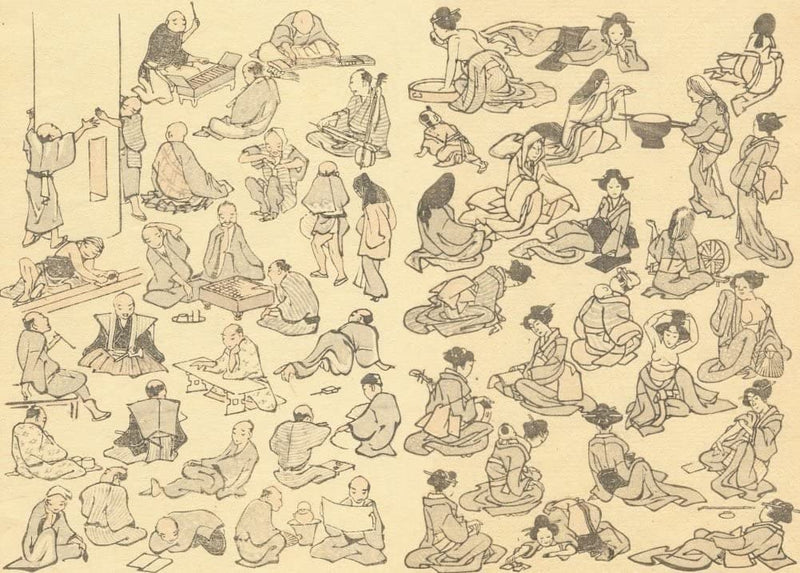 RPW Roystone Print Works Hokusai 'Leisure Time, Third Illustration', Japan, 18-19th Century, Reproduction gloss A4 & A3 Ukiyo-e Classic Art Poster wall art poster – printed in Yorkshire