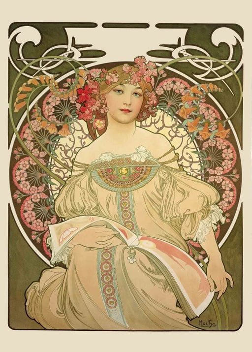 Alphonse Mucha 'Reverie', Czech, 1897, Vintage 250gsm A4 & A3 Classic Art Nouveau Poster Print wall art poster – printed in Yorkshire
