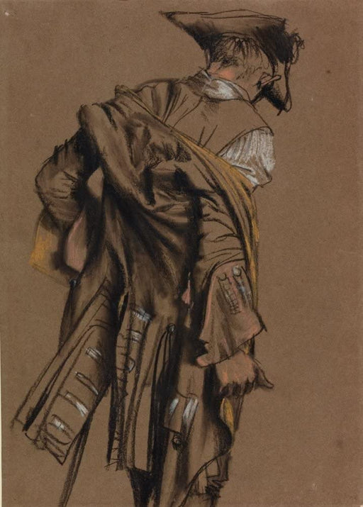 Adolph von Menzel 'Artists Model, Seen in Back View, Putting on an Eighteenth-Century Uniform', German Realism, 1800's, Reproduction 250gsm A4 & A3 Vintage Classic Art Poster Print wall art poster – printed in Yorkshire