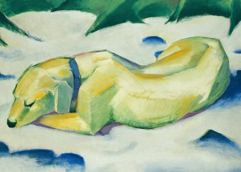 RPW Roystone Print Works Franz Marc 'Dog Lying in The Snow, Detail', German Expressionism, 1911, Reproduction 250gsm A4 & A3 Vintage Classic Art Poster wall art poster – printed in Yorkshire