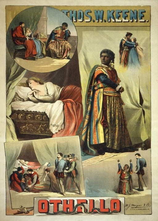 RPW Roystone Print Works Vintage Film and Theatre 'Shakespeare. Othello', U.S.A, 1884, Reproduction 250gsm A4 & A3 Vintage Shakespeare Poster wall art poster – printed in Yorkshire