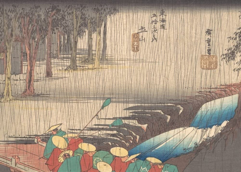RPW Roystone Print Works Hiroshige 'Spring Rain at Tsuchiyama', Japan, 19th Century, Reproduction gloss A4 & A3 Vintage Classic Ukiyo-e Art Poster wall art poster – printed in Yorkshire