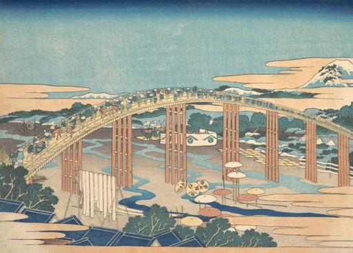 RPW Roystone Print Works Hokusai 'Yahagi Bridge at Okazaki on The Tokaido', Japan, 18-19th Century, Reproduction gloss A4 & A3 Ukiyo-e Classic Art Poster wall art poster – printed in Yorkshire