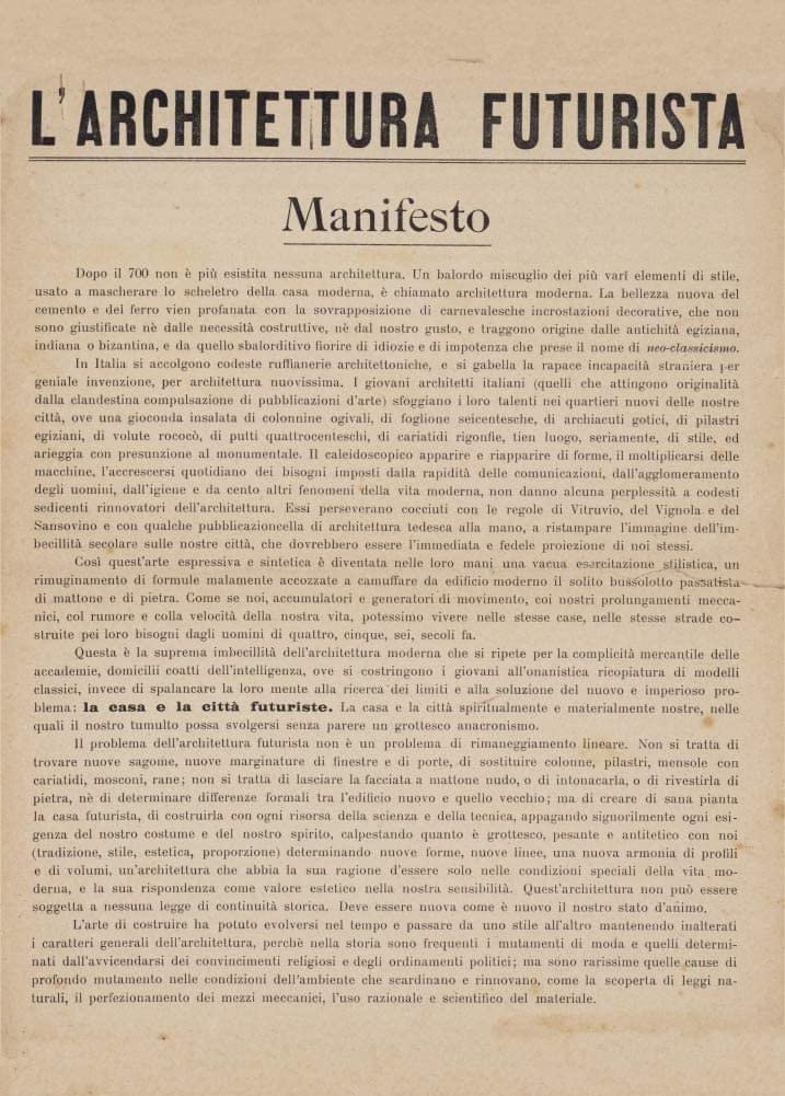 Antonio Sant'Elia 'Manifesto of Futurist Architecture, 11', Italy, 1914, Reproduction 250gsm A4 & A3 Vintage Italian Futurism Poster Print wall art poster – printed in Yorkshire
