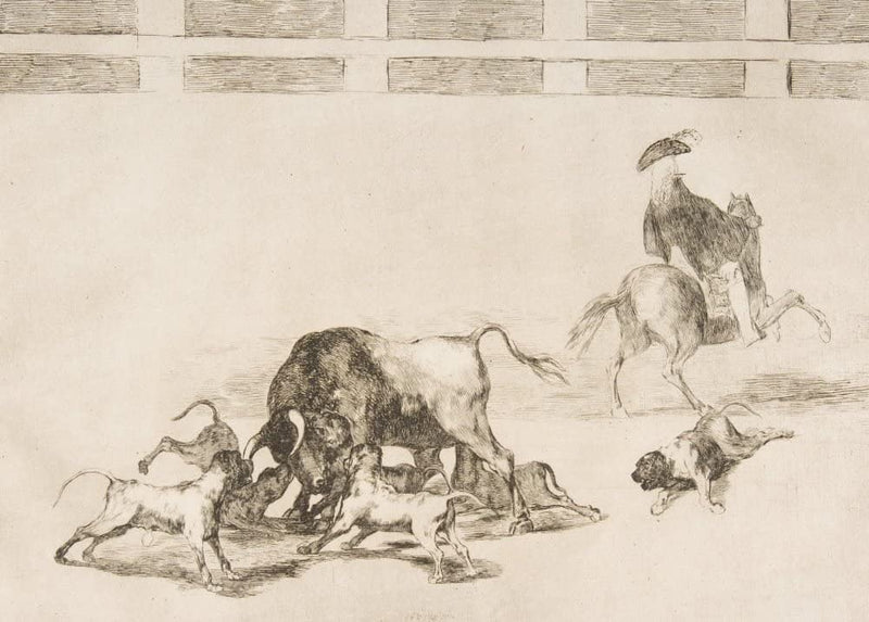 RPW Roystone Print Works Goya 'They Loose Dogs on The Bull', Spain, 1816, Reproduction 250gsm A4 & A3 Vintage Classic Art Poster wall art poster – printed in Yorkshire