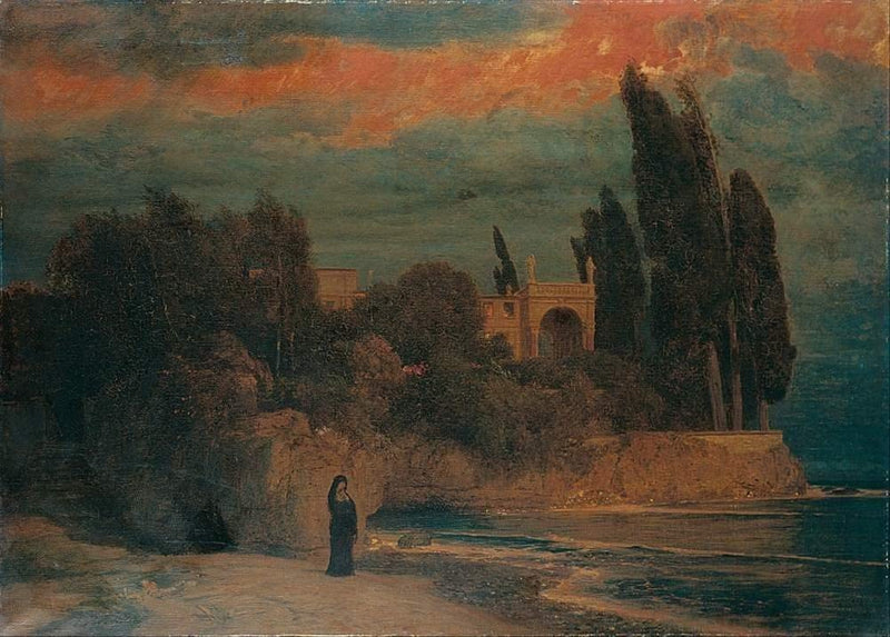 Arnold Bocklin 'Villa by The Sea', Switzerland, 1871-74, Reproduction 250gsm A4 & A3 Vintage Classic Art Poster Print wall art poster – printed in Yorkshire