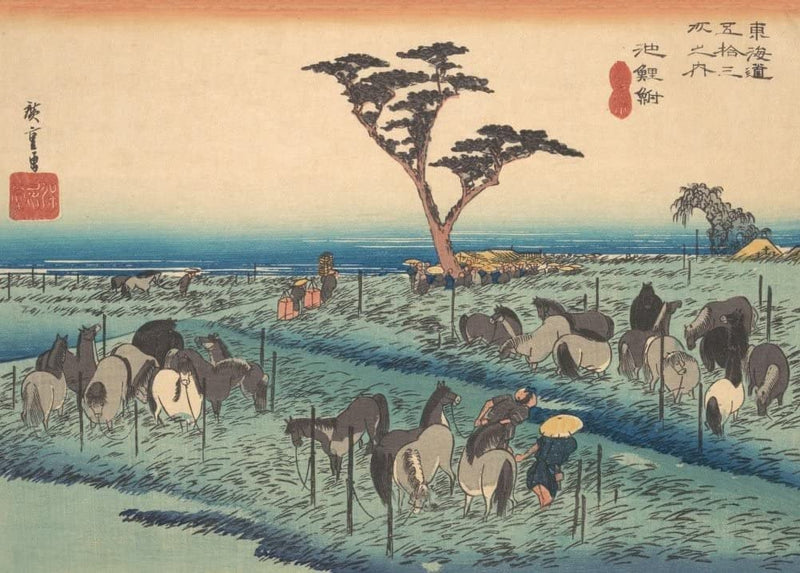 RPW Roystone Print Works Hiroshige 'Chiryu, Shuka Uma Ichi', Japan, 19th Century, Reproduction gloss A4 & A3 Vintage Classic Ukiyo-e Art Poster wall art poster – printed in Yorkshire