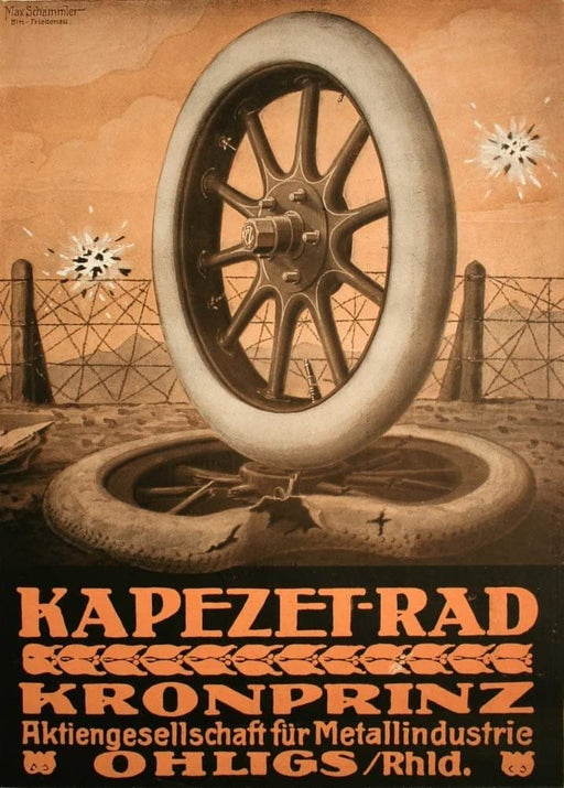 RPW Roystone Print Works Vintage Automobile 'Kapezet Rad Kronprinz', Germany, 1914-18, Reproduction 250gsm A4 & A3 Vintage German WW1 Automobile Poster wall art poster – printed in Yorkshire