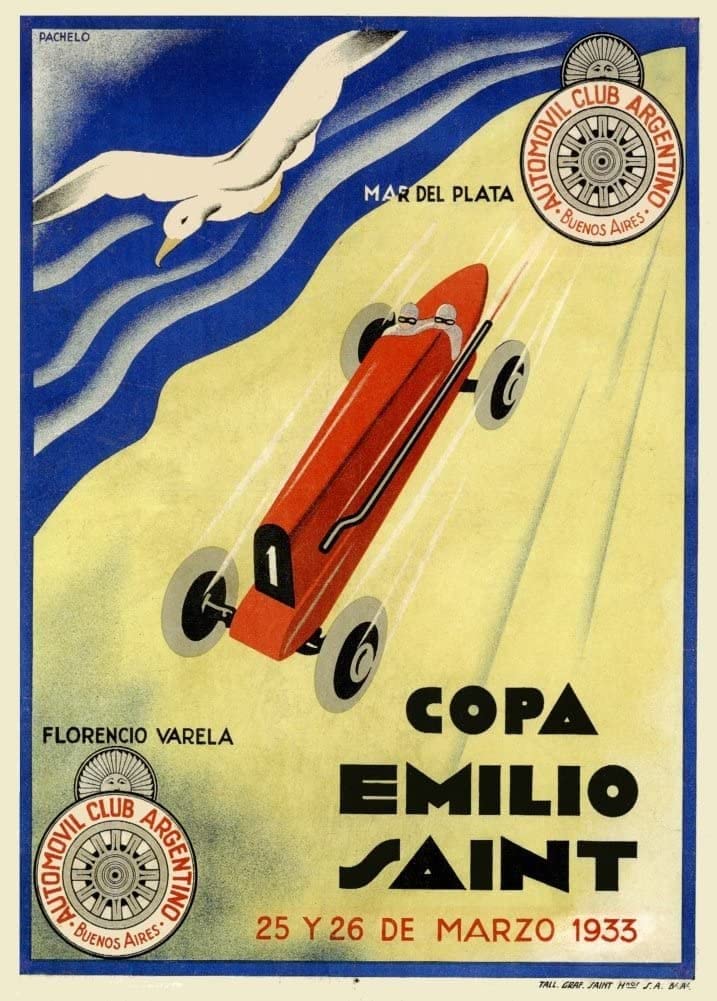 RPW Roystone Print Works Vintage Automobile 'Copa Emilio Saint', Argentina, 1923, Reproduction 250gsm A4 & A3 Vintage Automobile Poster wall art poster – printed in Yorkshire