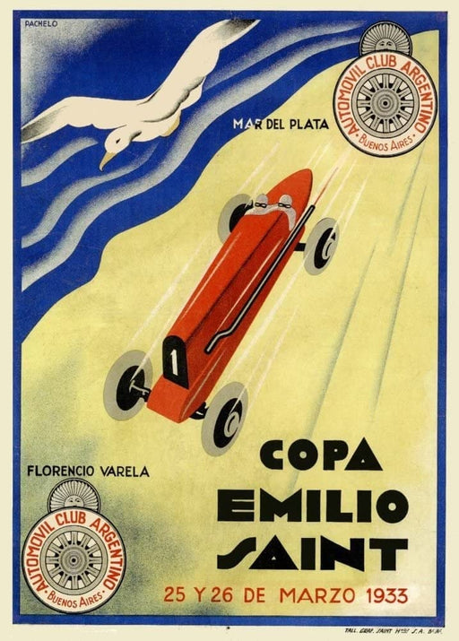 RPW Roystone Print Works Vintage Automobile 'Copa Emilio Saint', Argentina, 1923, Reproduction 250gsm A4 & A3 Vintage Automobile Poster wall art poster – printed in Yorkshire