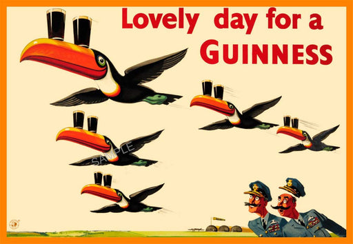 Vintage Poster Wall Art A3 & A4 Guinness 'Lovely day for a Guinness' TOUCAN FLYPAST Beer Alcohol Advertisement Bar Pub Sign ART Print wall art poster – printed in Yorkshire