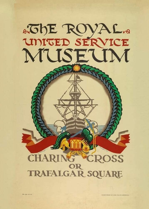 Vintage London Underground 'Royal United Service Museum', 1921, Edward McKnight Kauffer, Reproduction Vintage Art Deco English Travel Poster wall art poster – printed in Yorkshire