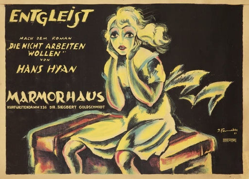RPW Roystone Print Works Vintage Film and Theatre 'Entgleist' Showing at The Marmorphaus, Berlin, Germany, 1920, Josef Fenneker, Reproduction 250gsm A4 & A3 Vintage Classic Movie Poster wall art poster – printed in Yorkshire