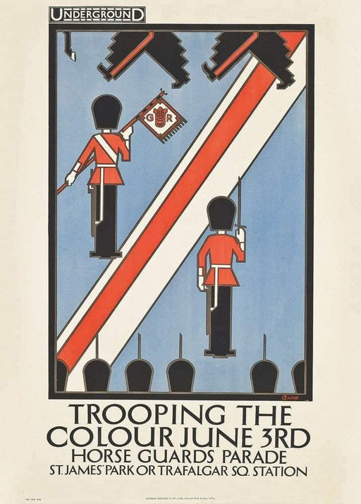 RPW Roystone Print Works Vintage London Underground 'Trooping The Colour', 1922, Reproduction Art Deco English Travel Poster wall art poster – printed in Yorkshire