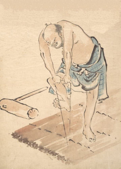 RPW Roystone Print Works Hokusai 'Man on a Raft', Japan, 18-19th Century, Reproduction gloss A4 & A3 Ukiyo-e Classic Art Poster wall art poster – printed in Yorkshire