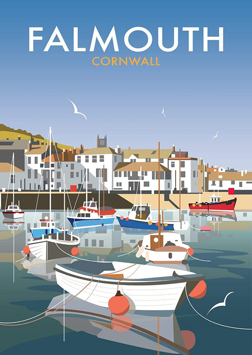 Vintage Falmouth Cornwall Travel Advertising Poster Wall Art Print A4 & A3 wall art poster – printed in Yorkshire