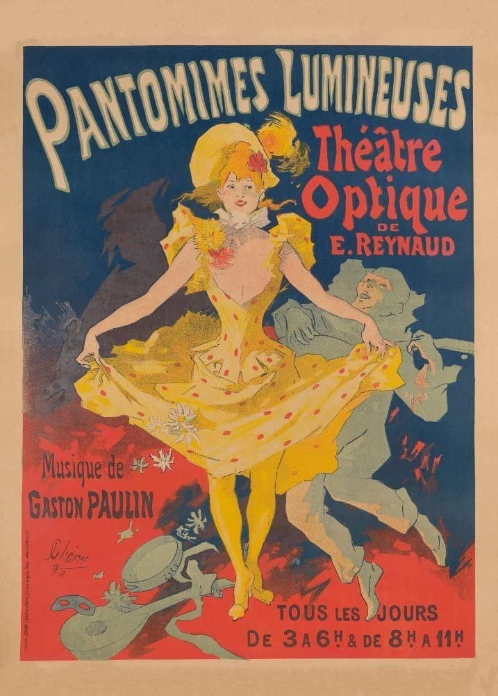 RPW Roystone Print Works Vintage Film and Theatre 'Pantomines Lumineuses', France, 1892, Jules Cheret, Reproduction 250gsm A4 & A3 Vintage Art Nouveau Poster wall art poster – printed in Yorkshire