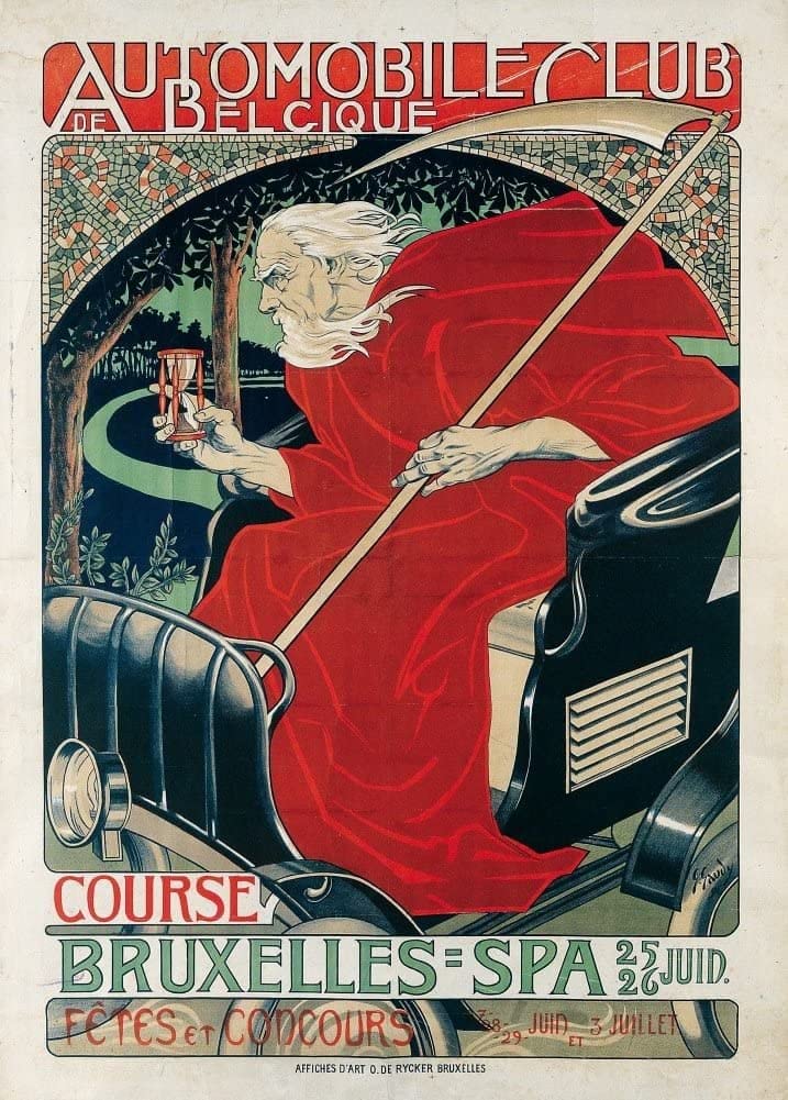 RPW Roystone Print Works Vintage Automobile 'Brussels to Spa Automobile Club Race', Belgium, 1898, Reproduction 250gsm A4 & A3 Vintage Automobile Poster wall art poster – printed in Yorkshire