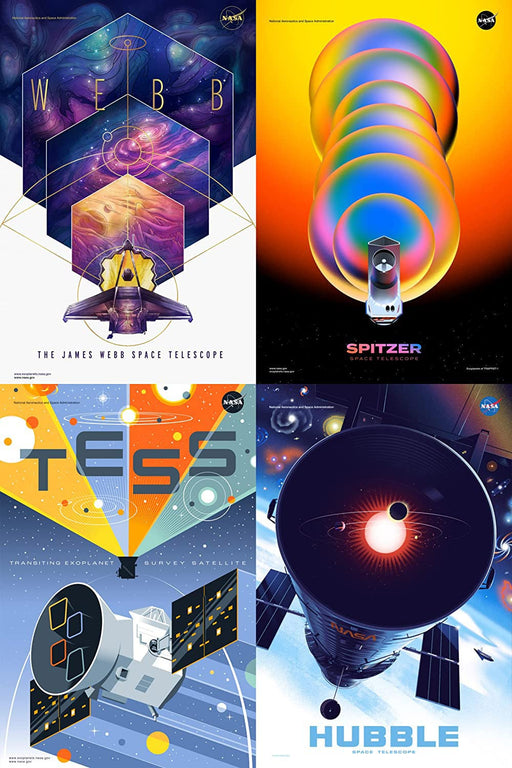 4 Pack NASA Space Telescope Posters Wall Art Print A4 & A3 wall art poster – printed in Yorkshire