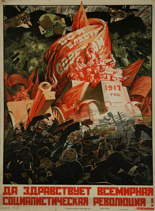RPW Roystone Print Works Long Live The International Socialist Revolution, 1917, Reproduction 250gsm Gloss A4 & A3 Vintage Russian Communist Propaganda Poster wall art poster – printed in Yorkshire
