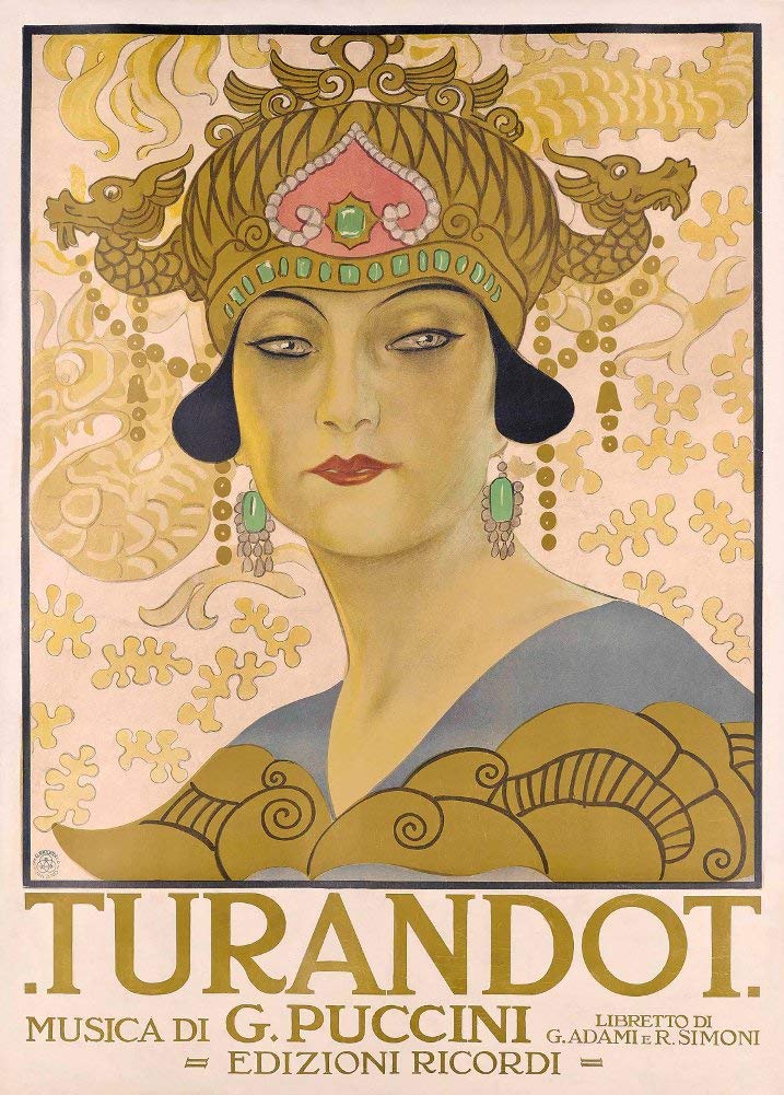RPW Roystone Print Works Vintage Classical Music and Opera 'Turandot', by Giacomon Pucchini and Franco Alfano, Italy, 1924, Reproduction 250gsm Gloss A4 & A3 Vintage Music Art Nouveau Poster wall art poster – printed in Yorkshire