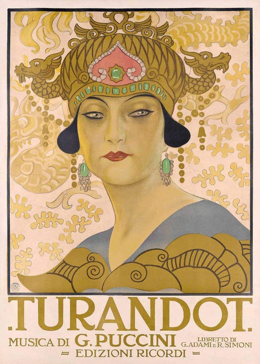 RPW Roystone Print Works Vintage Classical Music and Opera 'Turandot', by Giacomon Pucchini and Franco Alfano, Italy, 1924, Reproduction 250gsm Gloss A4 & A3 Vintage Music Art Nouveau Poster wall art poster – printed in Yorkshire