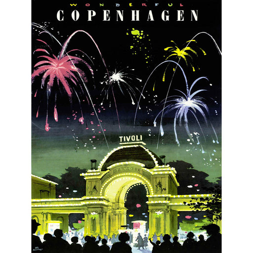 TRAVEL TOURISM COPENHAGEN DENMARK WONDERFUL FIREWORKS TIVOLI GARDEN PRINT A4 / A3 wall art poster – printed in Yorkshire
