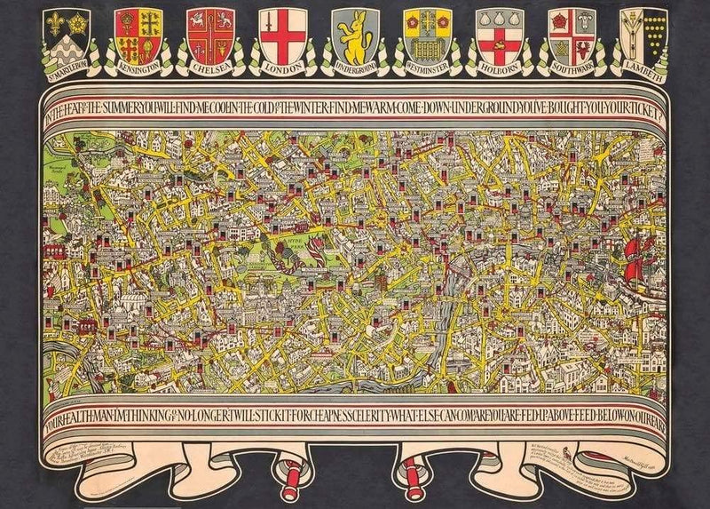 Funky Print Vintage London Underground 'in The Heat of The Summer', 1922, Vintage Classic Art Deco English Travel Poster wall art poster – printed in Yorkshire