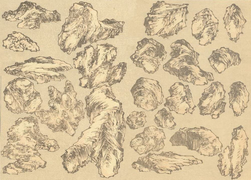 RPW Roystone Print Works Hokusai 'Rocks', Japan, 18-19th Century, Reproduction gloss A4 & A3 Ukiyo-e Classic Art Poster wall art poster – printed in Yorkshire