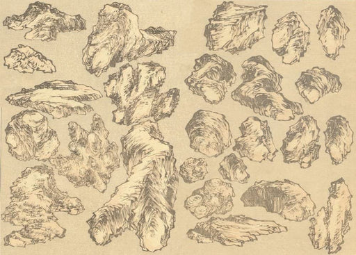 RPW Roystone Print Works Hokusai 'Rocks', Japan, 18-19th Century, Reproduction gloss A4 & A3 Ukiyo-e Classic Art Poster wall art poster – printed in Yorkshire