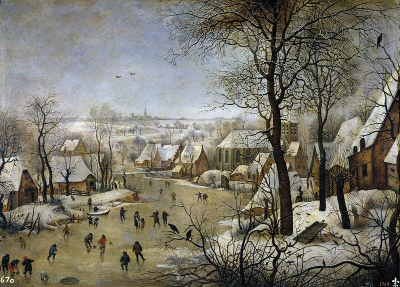 RPW Roystone Print Works Pieter Bruegel The Elder 'Winter Landscape with a Bird-Trap', 1565, Netherlands, Flemish, Reproduction 250gsm Gloss A4 & A3 Vintage Classic Art Poster wall art poster – printed in Yorkshire