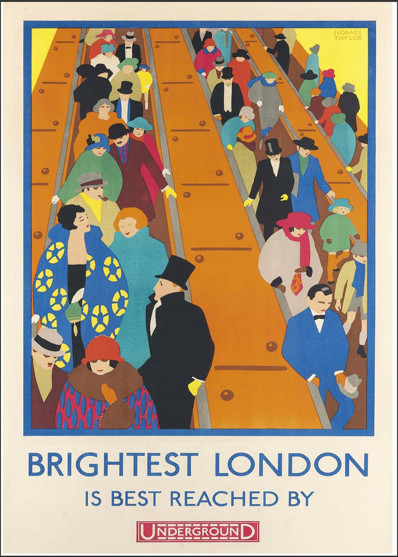 RPW Vintage London Underground THE BRIGHTEST LONDON IS REACHED BY UNDERGROUND 1920's Wall Art Poster A4 and A3 size 250gsm Gloss Borderless print wall art poster – printed in Yorkshire