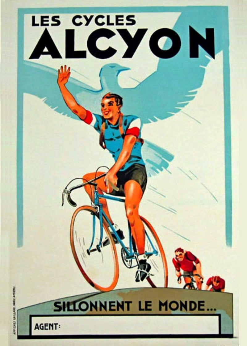 Funky Print Vintage Les Cycles Alcyon Bike Bicycle Poster Wall Art A3 & A4 framed unframed wall art poster – printed in Yorkshire