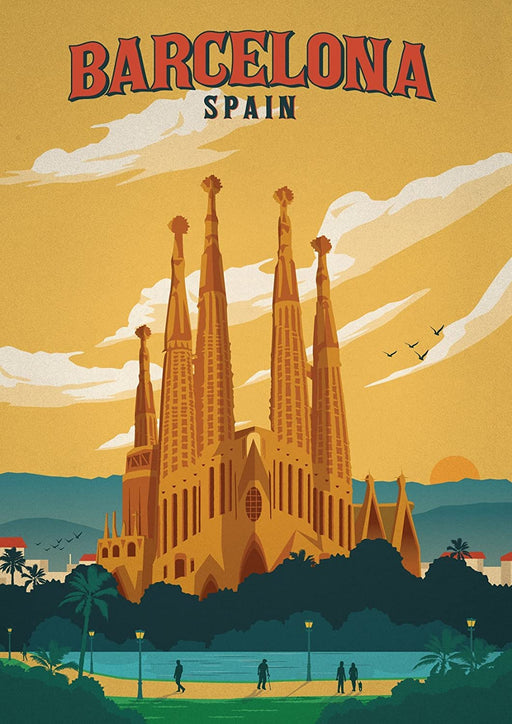RPW Roystone Print Works Barcelona Vintage Travel Poster Wall Art Spain wall art poster – printed in Yorkshire