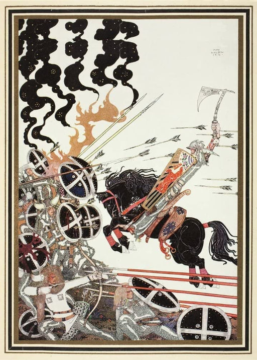 RPW Roystone Print Works Kay Nielsen 'The Lad in The Battle', from 'East of The Sun and West of The Moon', Denmark, 1914, Reproduction 250gsm A4 & A3 Vintage Classic Art Nouveau Poster wall art poster – printed in Yorkshire