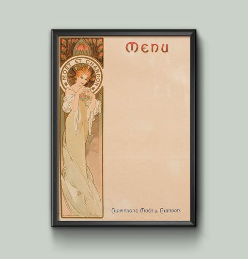 Vintage Beers, Wines and Spirits 'Moet and Chandon', France, 1897, Alphonse Mucha, Reproduction 250gsm A4 & A3 Vintage Art Nouveau Poster Print wall art poster – printed in Yorkshire
