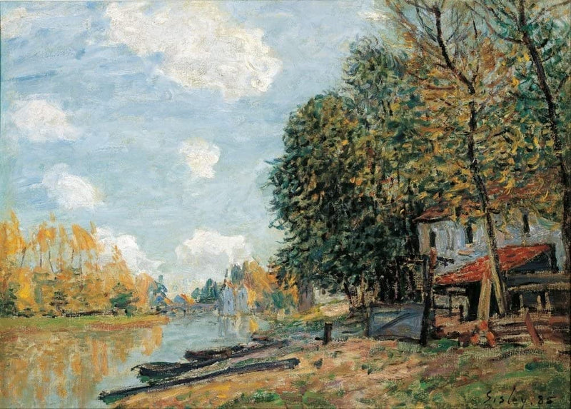 Alfred Sisley 'Moret, The Banks of The River Loing', 1877, British, Impressionism, Reproduction 250gsm A4 & A3 Vintage Classic Art Poster Print wall art poster – printed in Yorkshire
