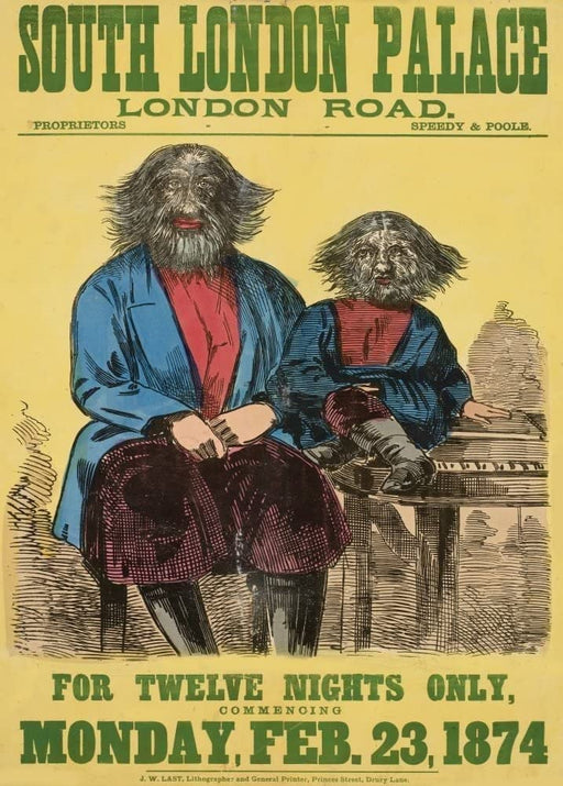 RPW Roystone Print Works Vintage Film and Theatre 'South London Palace for Twelve Night's Only', England, 1874, Reproduction 250gsm A4 & A3 Vintage Poster wall art poster – printed in Yorkshire