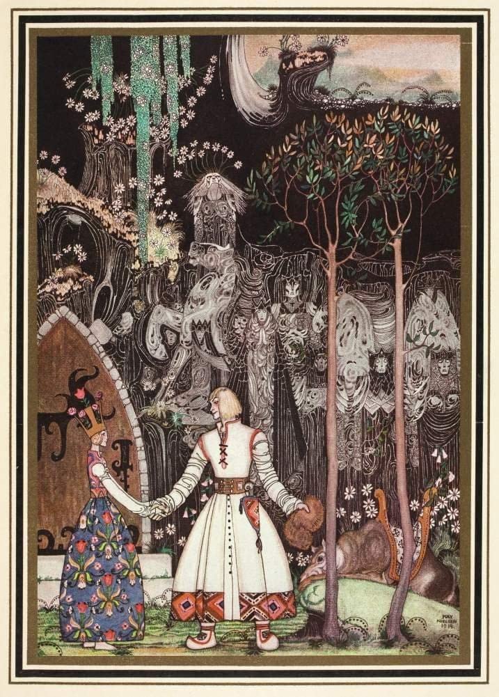 Kay Nielsen 'Soria Moria Castle. A Long Long Farewell of The Princess', from 'East of The Sun and West of The Moon', Denmark, 1914, Reproduction 250gsm A4 & A3 Vintage Classic Art Nouveau Poster wall art poster – printed in Yorkshire