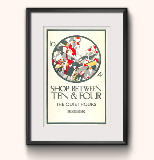 RPW Vintage Railway Travel Poster Advert By Underground Shop Between 10 & 4, The quiet hours wall art poster – printed in Yorkshire