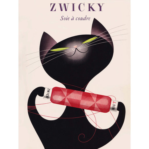 Funky Print ADVERTISING ZWICKY COTTON SWITZERLAND BLACK CAT REEL THREAD COOL POSTER A4 / A3 wall art poster – printed in Yorkshire
