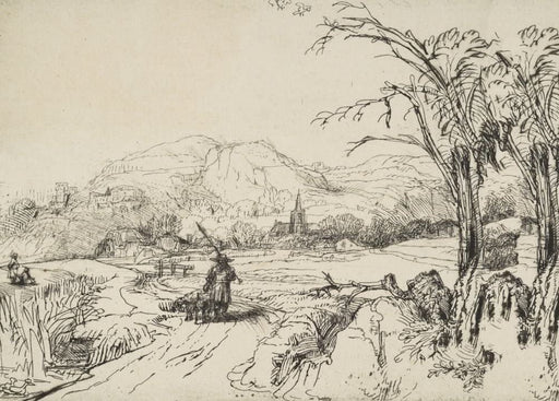 RPW Roystone Print Works Rembrandt 'Landscape with a Shepherd and a Dog', Netherlands, 1653, Reproduction 250gsm A4 & A3 Vintage Classic Art Poster wall art poster – printed in Yorkshire