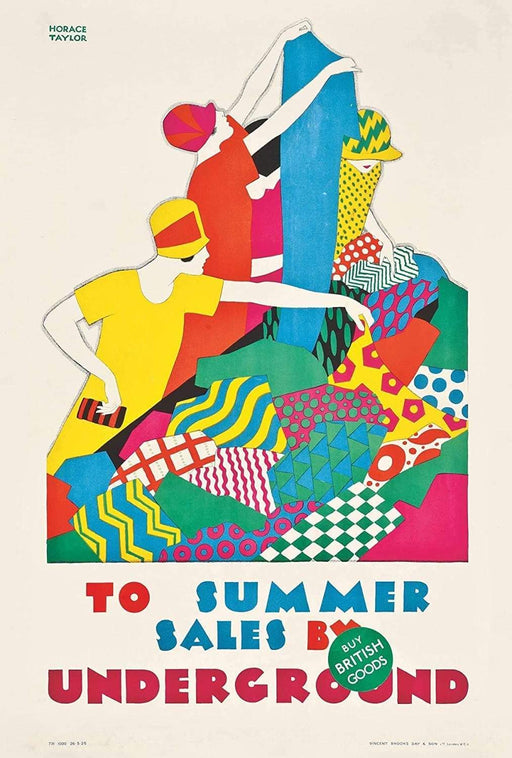 RPW Roystone Print Works Vintage Underground 'to Summer Sales', by Horace Taylor, 1881-1934, Reproduction Art Deco English Travel Poster wall art poster – printed in Yorkshire