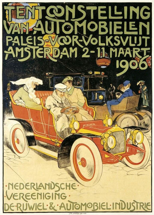 RPW Roystone Print Works Amsterdam Automobile Exhibition', 1906, Reproduction 250gsm A4 & A3 Vintage Art Nouveau Poster wall art poster – printed in Yorkshire
